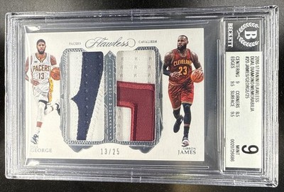 2016 PANINI FLAWLESS LEBRON JAMES PAUL GEORGE #DD-GJ DUAL DIAMOND /25 BGS 9