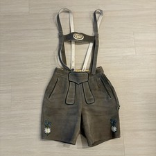 VTG Austrian Lederhosen Leather Oktoberfest Shorts  Suspenders Youth Sz 12