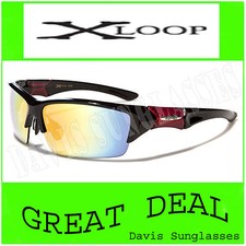 X Loop Sunglasses XL46504 UV400 Davis E5 red black frame mirrored lens