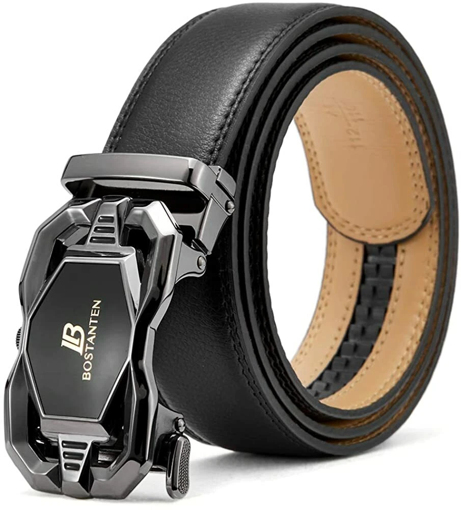 BOSTANTEN Men's Leather Ratchet Dress Belt with Automatic Sliding Buckle :  : Clothing, Shoes & Accessories