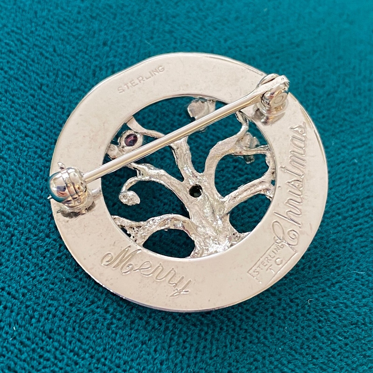 Vintage 925 TC Sterling Silver Merry Christmas Tree Of Life