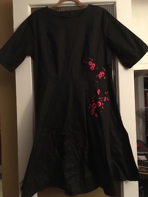 New Women Red Floral Embroidered A Line Black Dress XXL | eBay New Women Red Floral Embroidered A Line Black Dress XXL | eBay