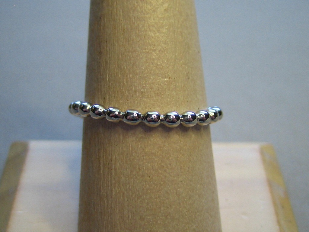 STERLING SILVER THIN BEADED STACKABLE BAND RING -… - image 1