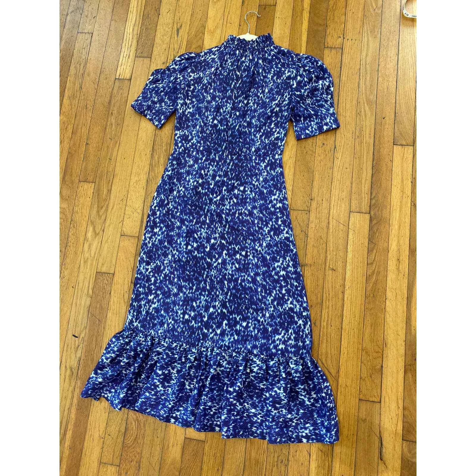 Abito Sea New York Celine Silk Prairie Midi manica gonfia taglia 0 $425