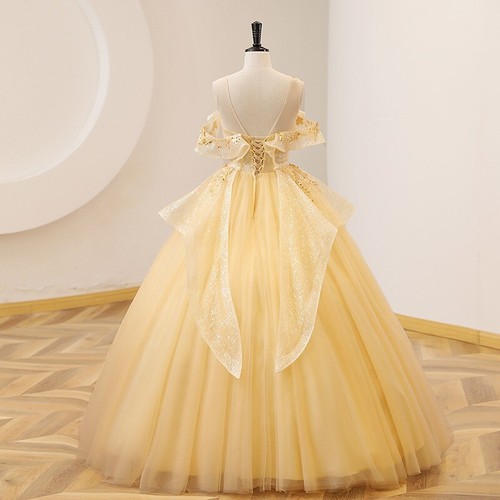 UK Yellow Evening Formal Party Ball Gown Prom Bridesmaid Host Acting Dress GS898 - Picture 12 of 13