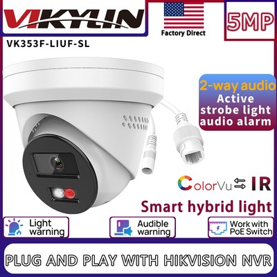 VIKYLIN 5MP Hybrid ColorVu IR 2-way Audio Speaker PoE IP Camera Factory Direct