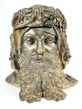 Antique Bradley & Hubbard Tobacco Jar Humidor - Arabic Sheikh Bust (Early 1900s)