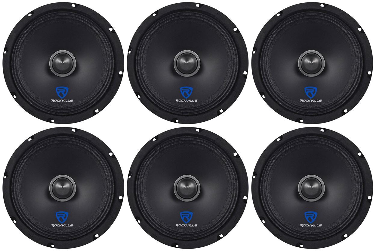 6 Динамики среднего диапазона Rockville RXM88 мощностью 8 Ом мощностью 500 Вт изготовленные из кевларового конуса 28590₽