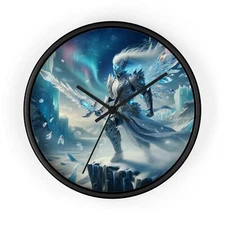 Home Decor Wall Clock Glacial Crystal Valkyrie Digital Art