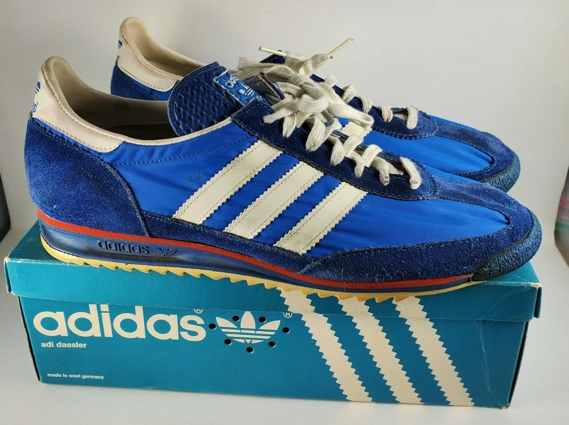 Currículum manipular mosaico RARE Vtg 1960&#034;s 70&#034;s Adi Dassler ADIDAS Shoes Sneakers Blue White  Stripe Germany | eBay