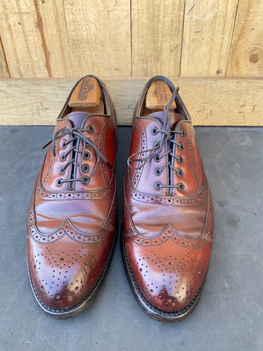 Vintage Barker Brown Shell Cordovan Wingtip Shoes Burgundy Oxfords