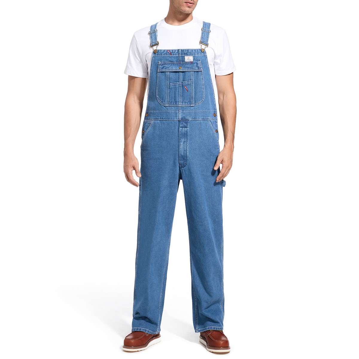 HISEA Men Denim Bib Overalls Regular Fit Flex Workwear Mechanics