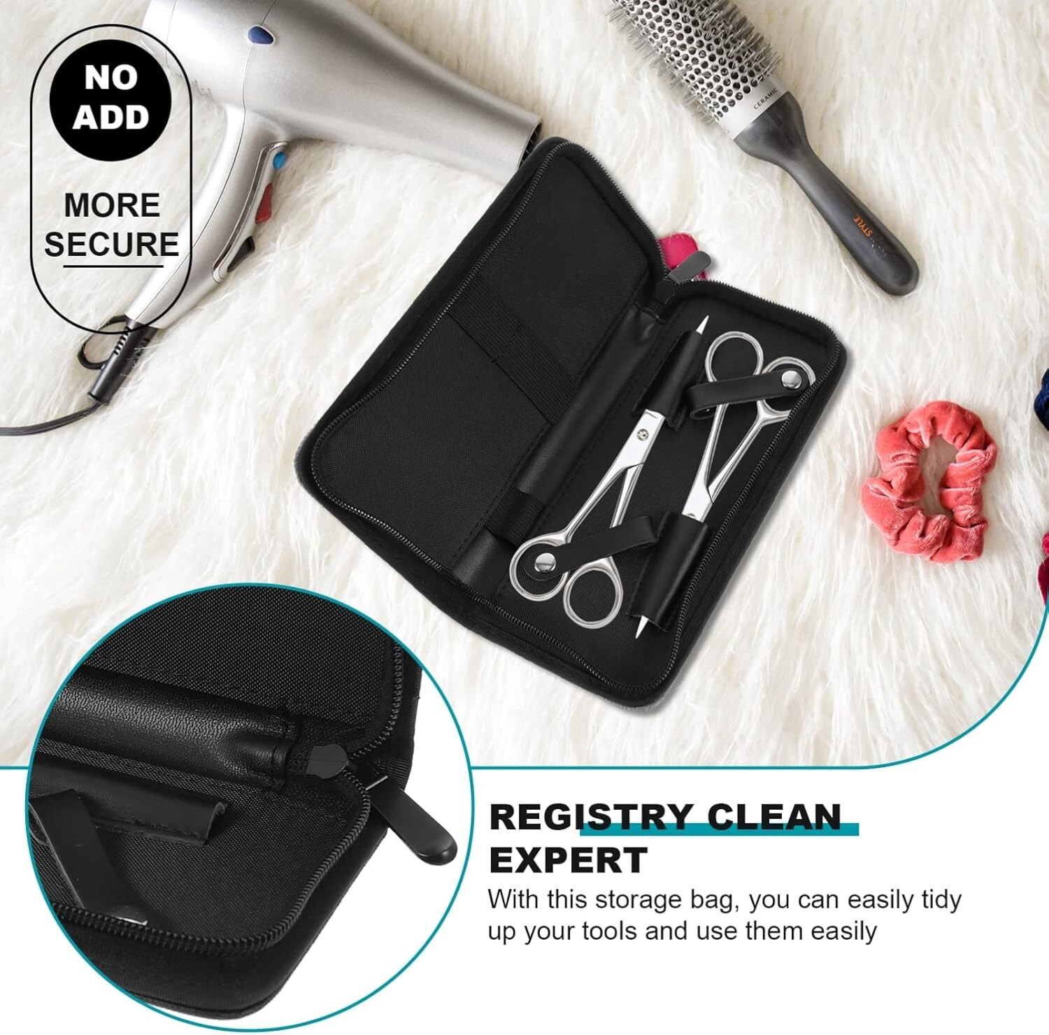 Scissor Cases for Hairstylists PU Hairdresser Pouch Shear Storage Salon Zippe...