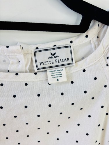 CUTE!! PETITE PLUME GIRL'S POLKA DOT PRINT AMELIE NIGHTGOWN WHITE&BLACK*GIRL'S 5 - Picture 2 of 8