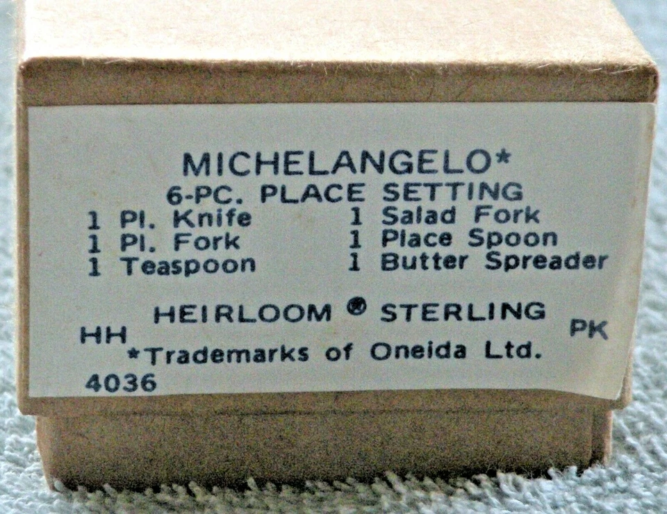 Cubiertos MICHELANGELO - ONEIDA Heirloom PLATA ESTERLINA - SIN USAR - tu elección Foto 3 de 4