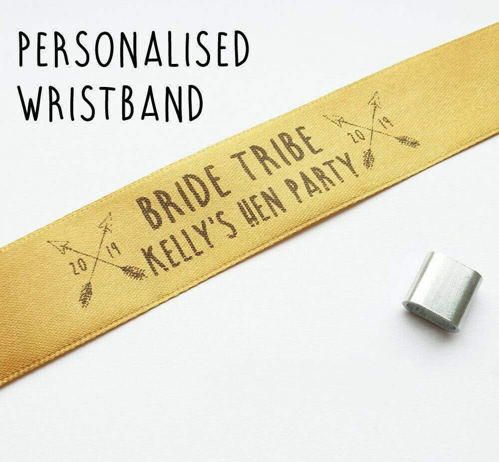 Personalised Hen Party Bride Tribe Wristbands - Name Bride Arrows Festival Band