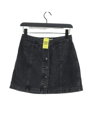 Topshop Damen Midi Rock W 28 in Schwarz 100% Baumwolle Midi Gerade & Bleistift