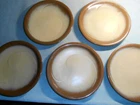 Set of 5 Frankoma Pottery 4F Lazy Bones Swirl 10” Desert Gold Dinner Plates