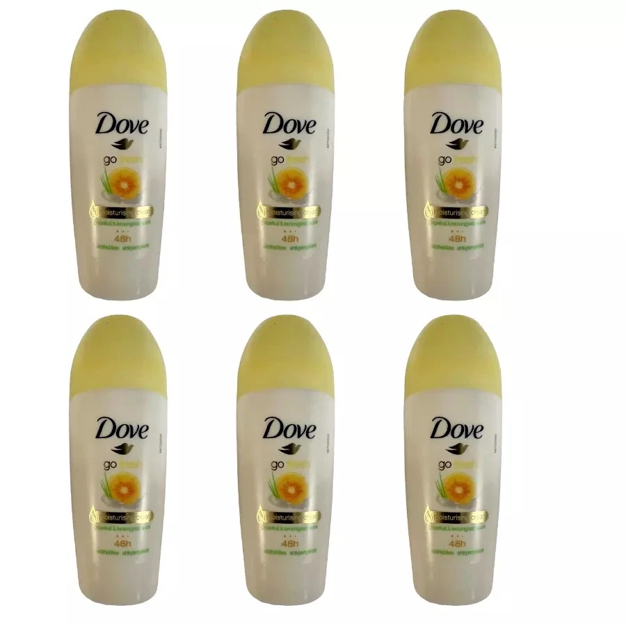 6 x 50ml Dove Grapefruit Roll On 48Hrs Anti-Perspirant Deodorant Alcohol Free
