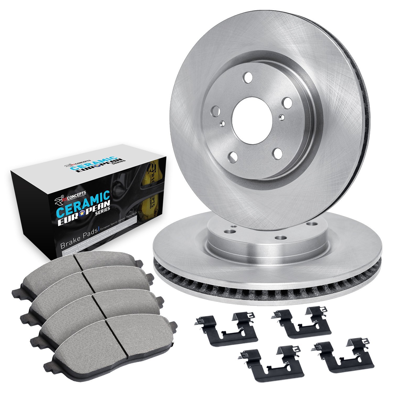 For BMW X5 2007-2018 R1 Concepts WFTH1-31465 Front Brake Kit w Euro Ceramic Pads