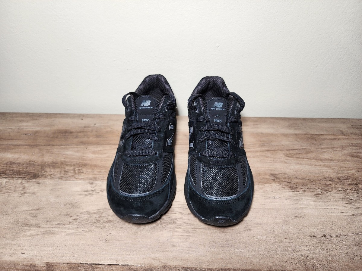 New Balance 990v5 Big Kid Triple Black Sneakers Suede Shoes Size