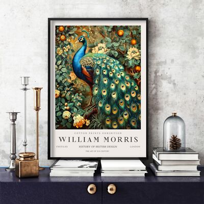 William Morris Druck, William Morris Ausstellung Poster Pfau (207b)