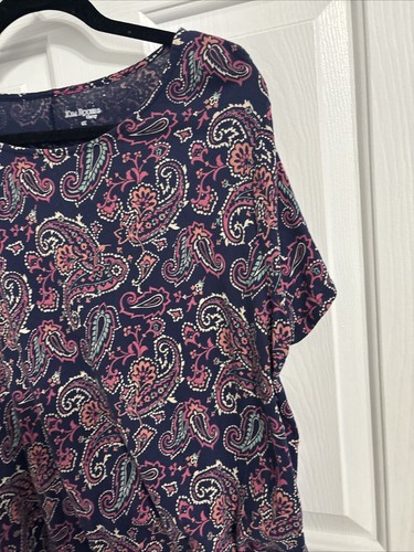NEW! KIM ROGERS Curvy Womens Blue White Paisley Plus Size Casual Dress Size 1X - Picture 4 of 6