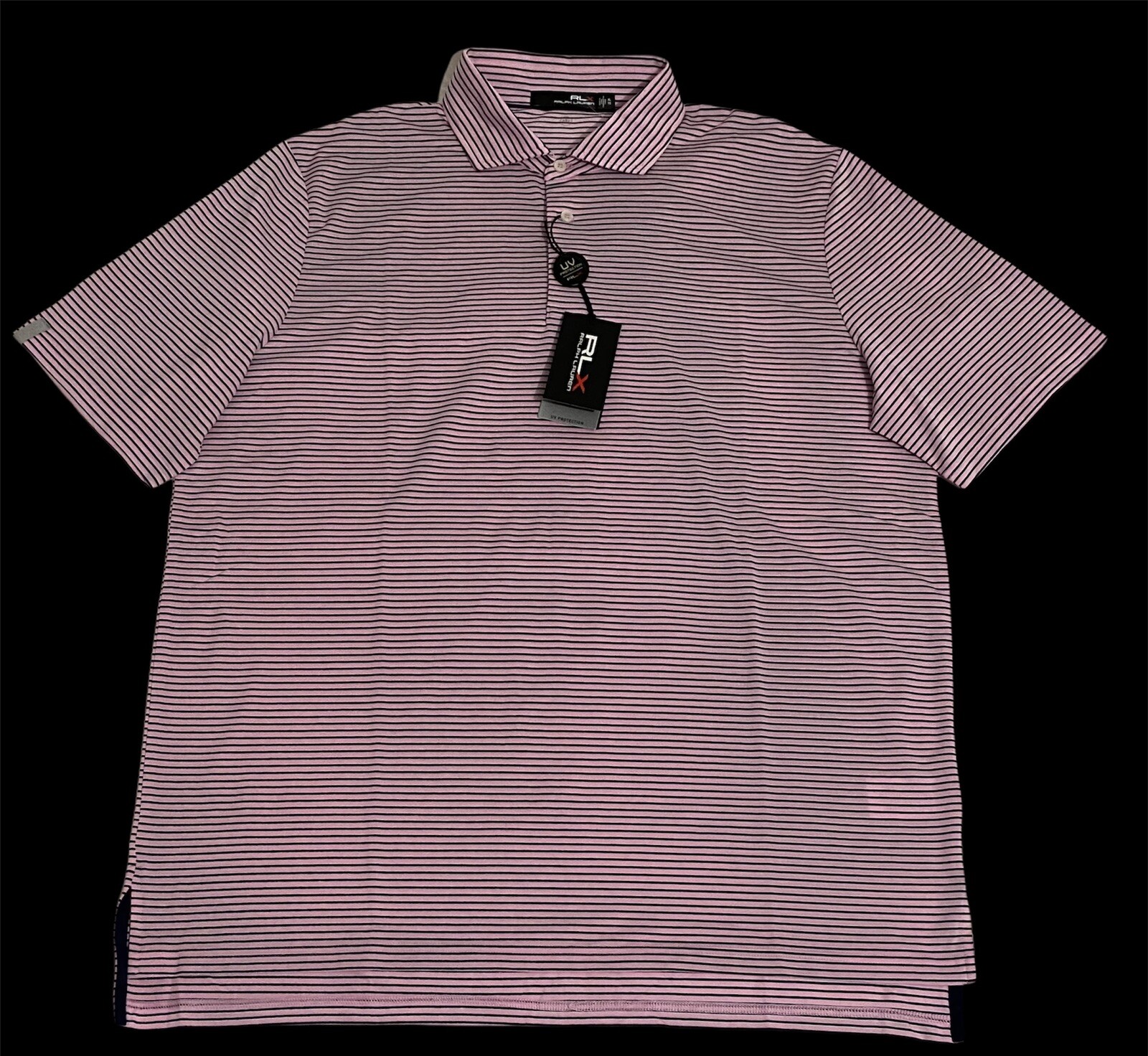 RLX Ralph Lauren Polo Shirt UV Protection Short Sleeve Golf Pink Blue White XL image 8