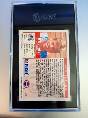 1989 Pro Set Football - Troy Aikman - RC Rookie #490 - SGC 8.5 NM