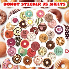 Donut Sticker Set of 35 PVC Waterproof Stickers Suitcase MacBook Donut Sweets