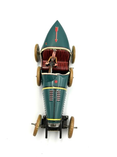 Schylling Bugatti T-35 Racing Car Lithographed Tin Plate Wind Up Toy No Key I970 - Picture 10 of 11
