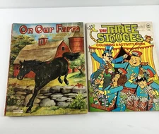 VTG 1985 Playmore Coloring Book Three Stooges & Saalfield On Our Farm 60's ?
