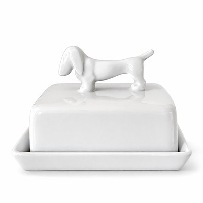 Lindner Porzellan-Manufaktur Küps,Butterdose,Butter Dish, Dackel,Dachshund,Doxie