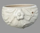 Vintage McCoy White Floral Embossed Art Pottery Footed Hanging Planter Vase