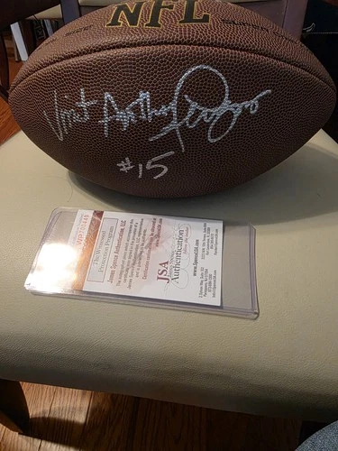 Los Angeles Rams VINCE FERRAGAMO autographed football  Bills Packers 💥 JSA coa