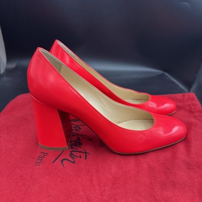 Christian Louboutin Baobab 85 Fluo Pink Lack Blockabsatz UK 4,5 EU 37,5