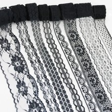 CraftbuddyUS 10 yards Asst Black Vintage Lace Wedding Trim Ribbon Craft