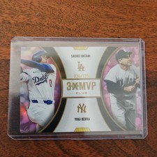 2025 Topps Welcome to the Club Ohtani & Yogi Berra Pink Foil Dual “3X MVP” /125