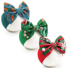 Christmas Baby Headbands 3 Pcs Nylon Headbands with Bows for Baby Girl Hair Acce