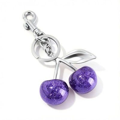 Fruit Bag Charms for Purses, Cute Resin Keychain Charms for Women Silver Purple
