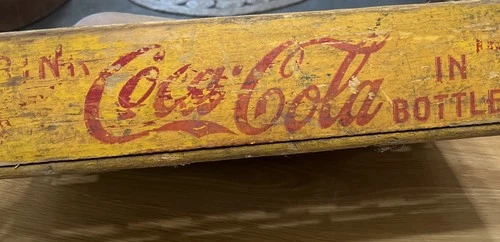 Coca-Cola Yellow Wood Crate 24 Bottle Original Vintage Good Shape