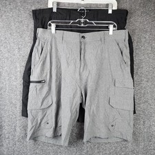 Iron Co Cargo Shorts Mens 38 1427902S Black Heather Grey Multi-Pocket EUC