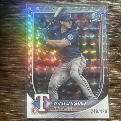 WYATT LANGFORD 2025 BOWMAN CHROME GEOMETRIC REFRACTOR /499 #36 RANGERS 🟥🟦