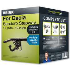 Towbar detachable for DACIA Sandero Stepway 16- + 13pin spec. electrical-kit NEW