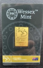 WESSEX MINT 1/1000th OZ 9999 FINE BAR FRACTIONAL GOLD KANGAROO LTD MINTAGE RARE