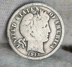 1913 Barber Silver Dime Philadelphia Mint Collector's Coin USA 10c 90% Rare 🔥