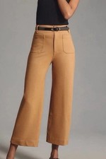 NWT Anthropologie The Colette Ponte Crop Wide-Leg Pants by Maeve Khaki Sz 27