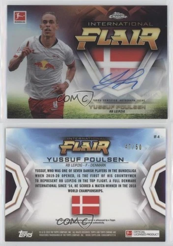 2019 Topps Chrome Bundesliga International Flair /50 Yussuf Poulsen #IF-4 Auto