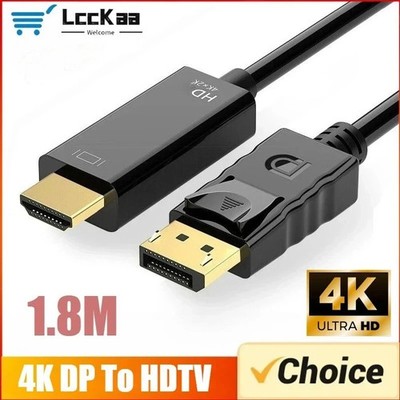 Displayport auf HDMI Kabel 4K DP zu HDMI Adapter Stecker Wandler Konverter 1,8M