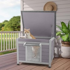 Outdoor Cat House Weatherproof, Feral Cat Shelter with Asphalt Openable Roof,...